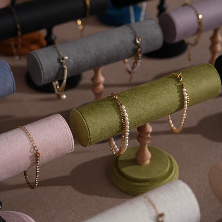 Vegan Suede T-Bar Jewelry Stand | Bracelet &amp; Necklace Display