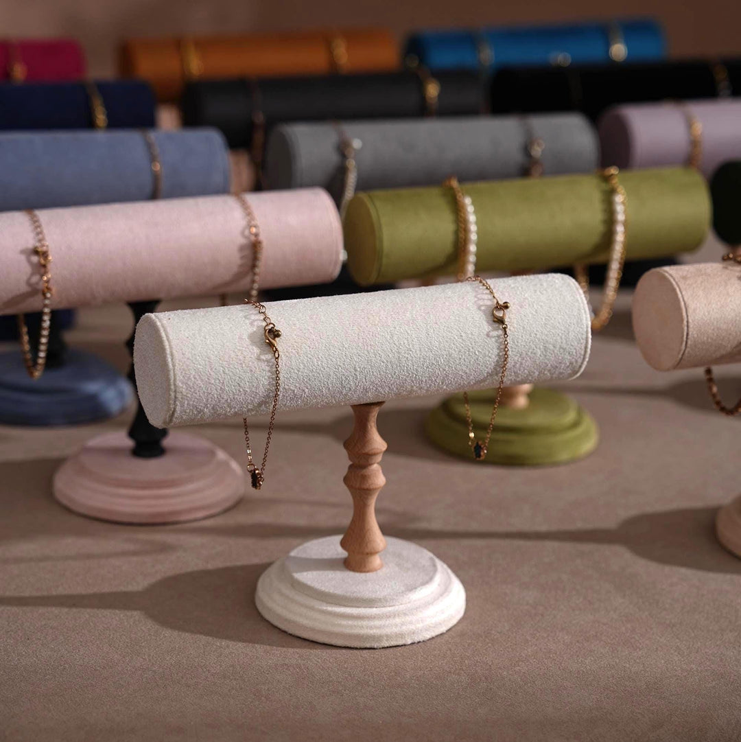 Vegan Suede T-Bar Jewelry Stand | Bracelet &amp; Necklace Display