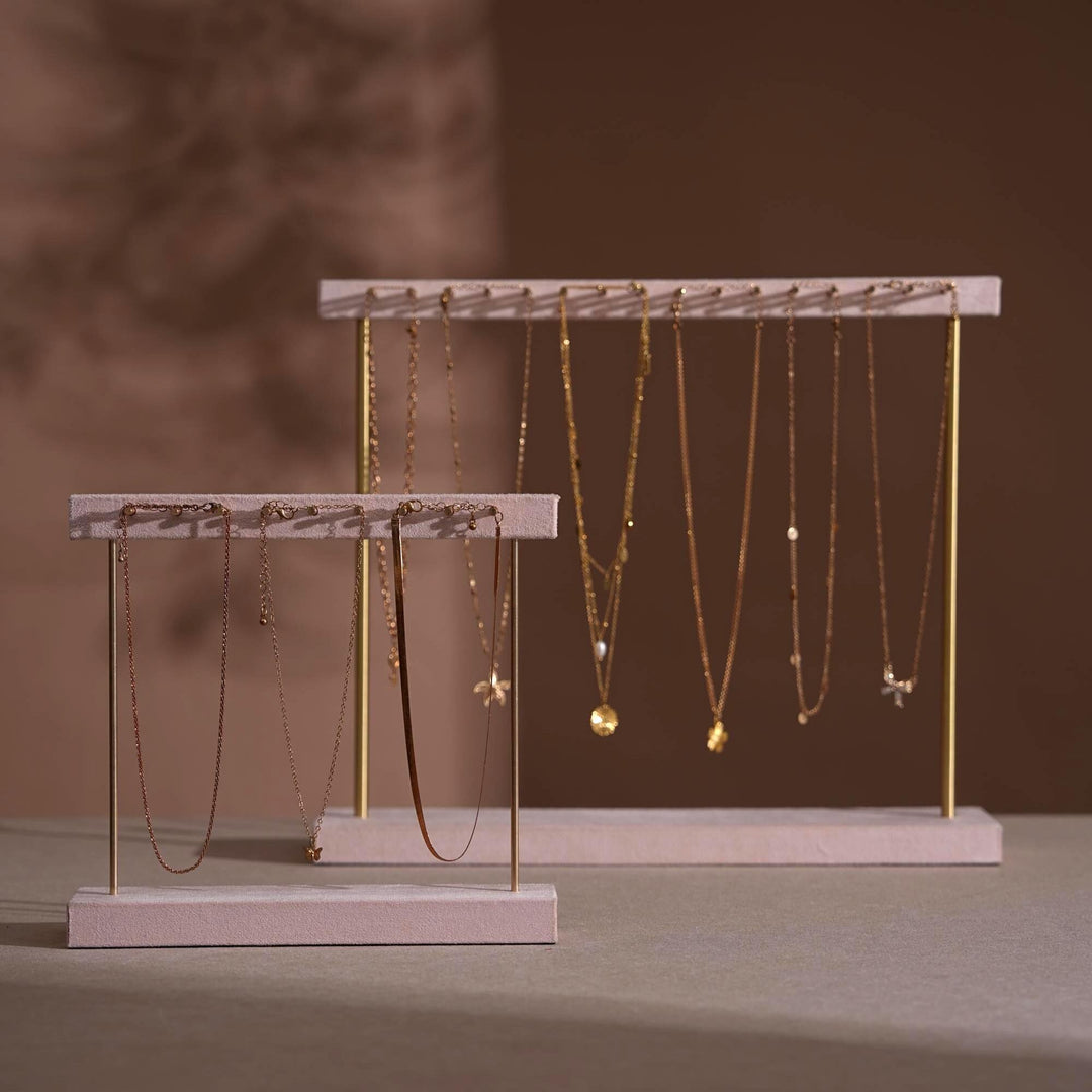 Vegan Suede &amp; Brass Necklace and Earring Stand