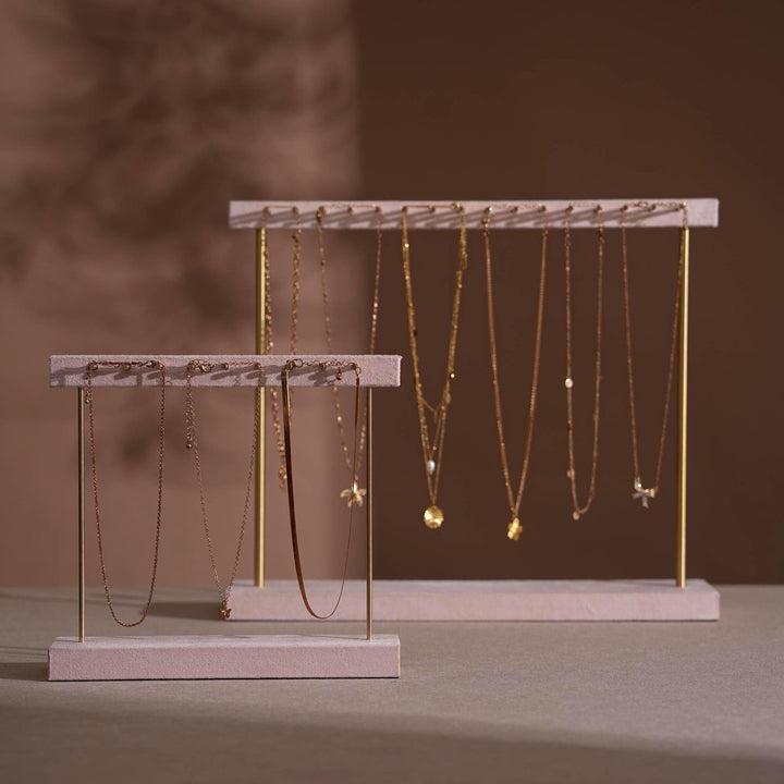 Vegan Suede &amp; Brass Necklace and Earring Stand