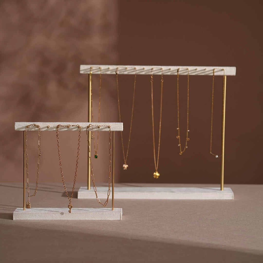 Vegan Suede &amp; Brass Necklace and Earring Stand