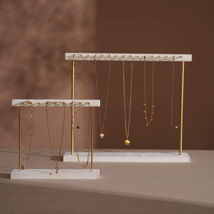 Vegan Suede &amp; Brass Necklace and Earring Stand