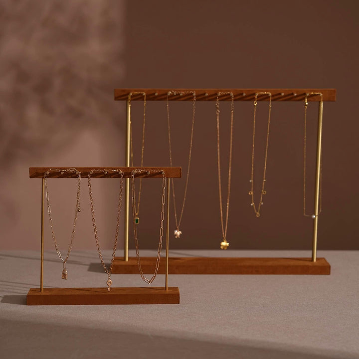 Vegan Suede &amp; Brass Necklace and Earring Stand
