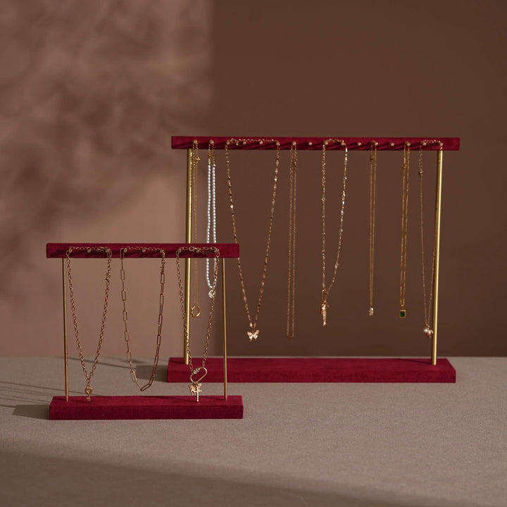 Vegan Suede &amp; Brass Necklace and Earring Stand
