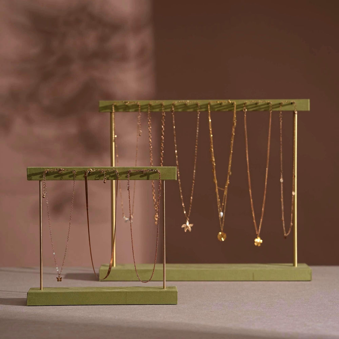 Vegan Suede &amp; Brass Necklace and Earring Stand