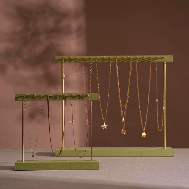 Vegan Suede &amp; Brass Necklace and Earring Stand