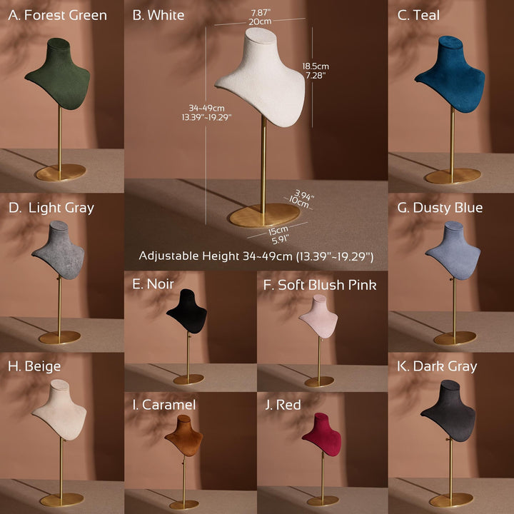 Vegan Suede Necklace Bust | Adjustable Height Display Stand