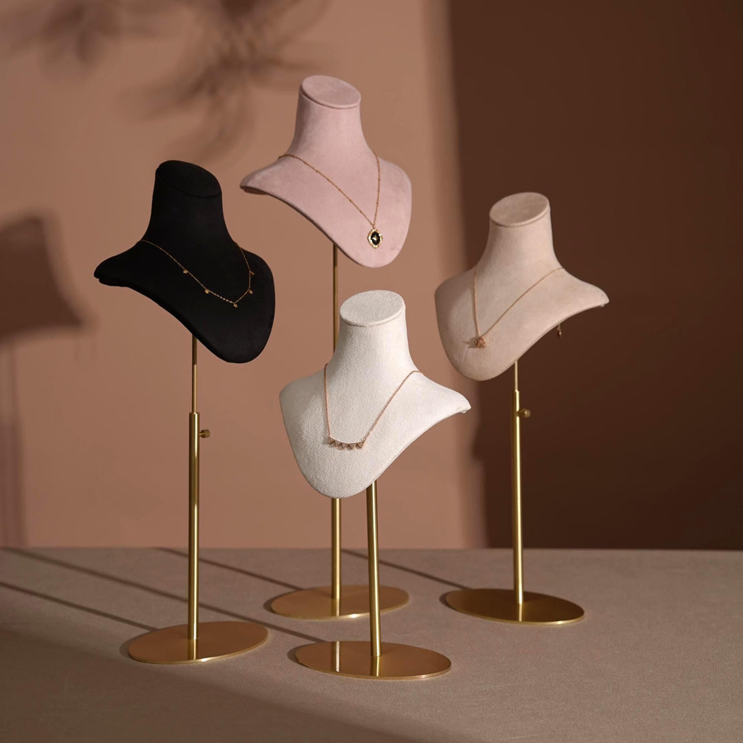 Vegan Suede Necklace Bust | Adjustable Height Display Stand