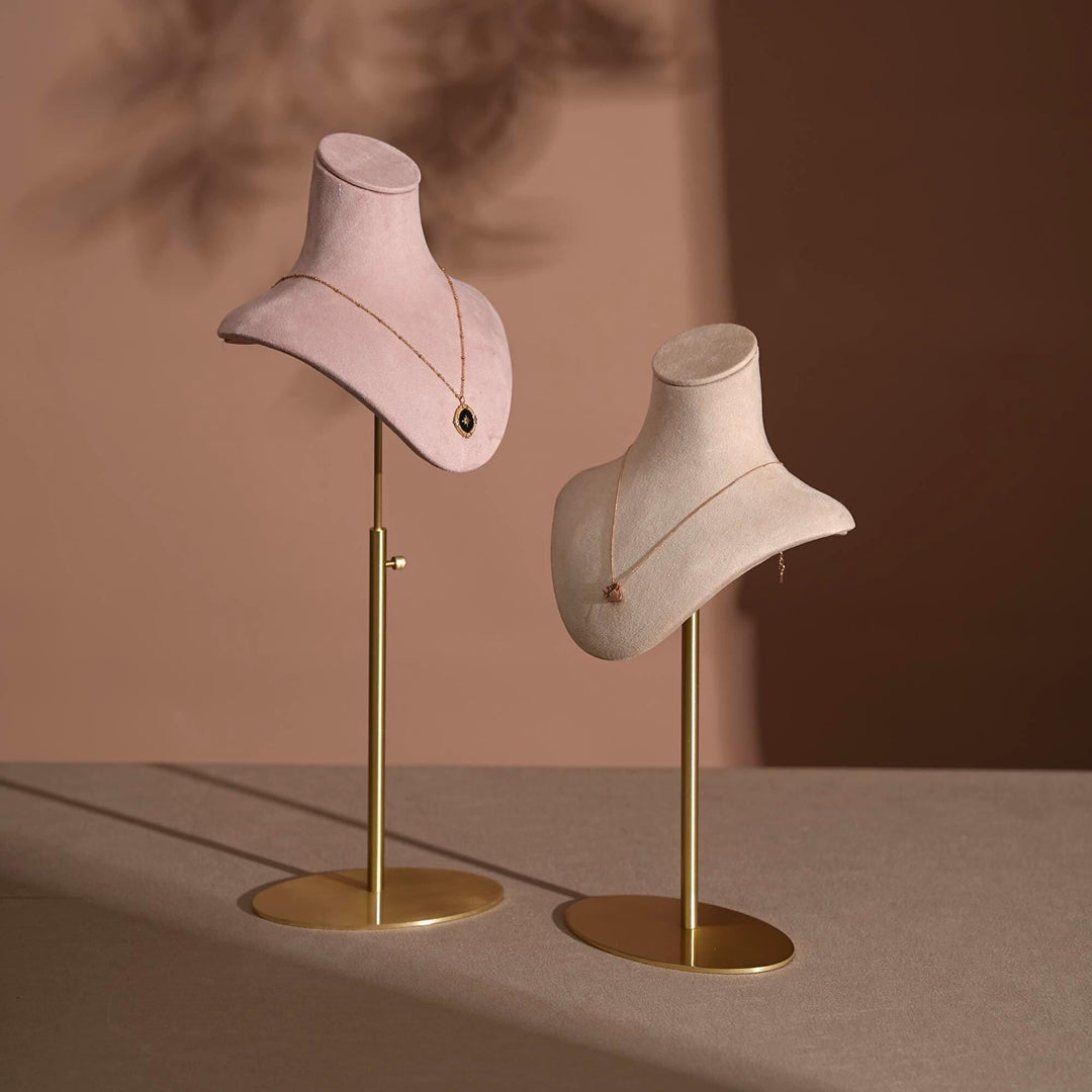 Vegan Suede Necklace Bust | Adjustable Height Display Stand