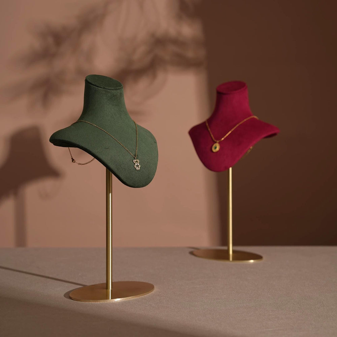 Vegan Suede Necklace Bust | Adjustable Height Display Stand