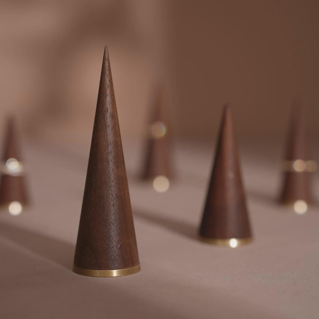 Walnut and Brass Ring Cone