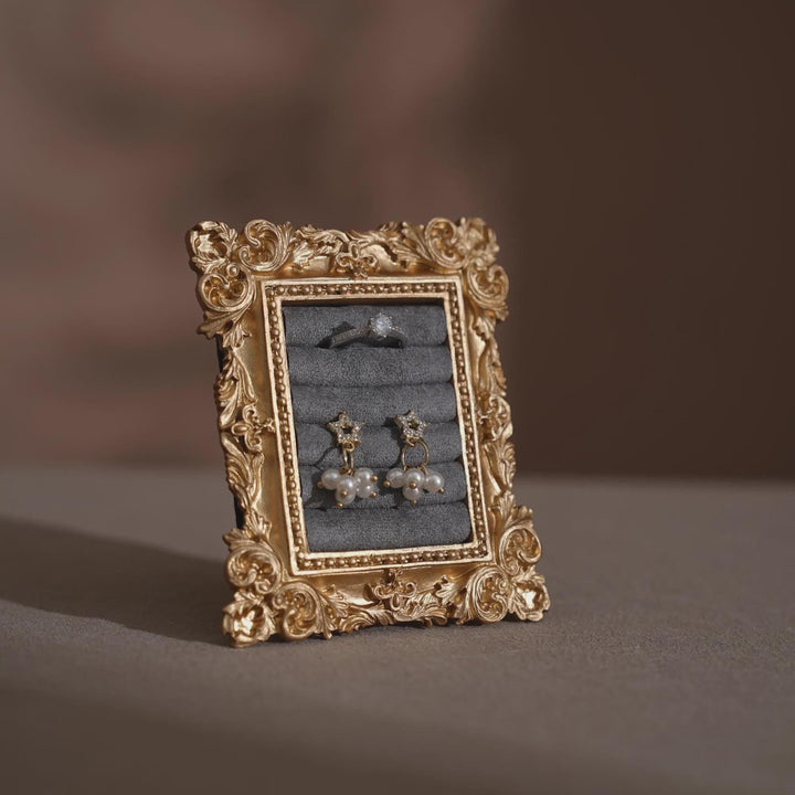 Rococo Inspired Ring &amp; Earring Holder for Wedding Flat Lays