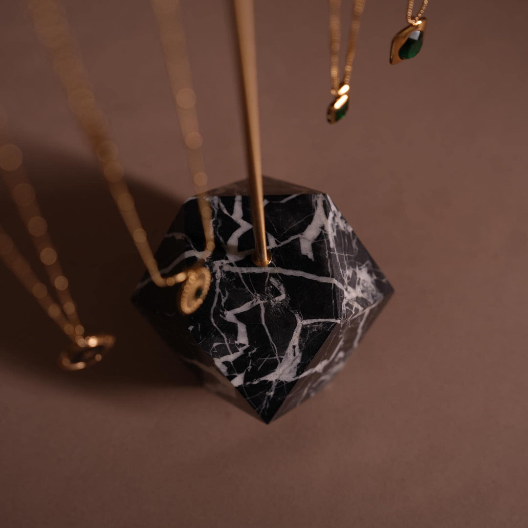 Marble Brass Jewelry Stand