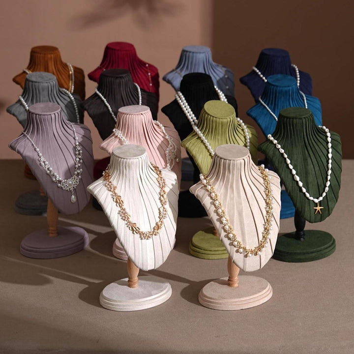 Vegan Suede Necklace Bust Stand | Tall Silhouette Display