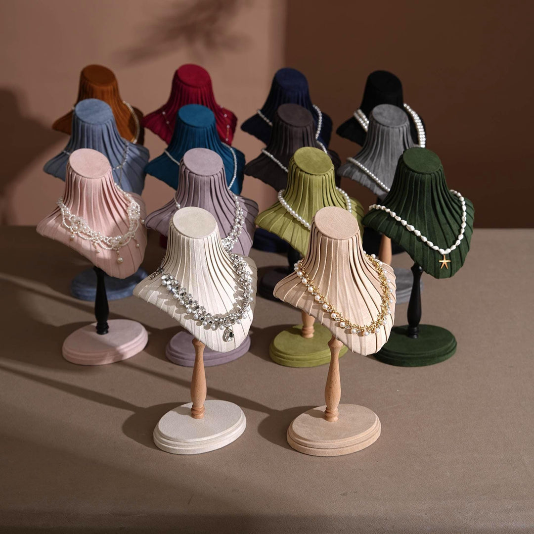 Vegan Suede Necklace Bust Stand | Tall Silhouette Display