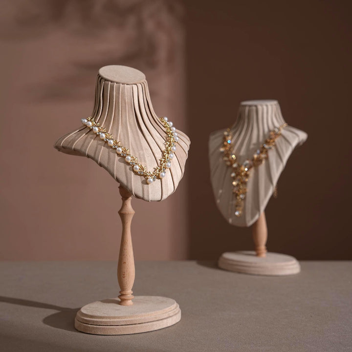 Vegan Suede Necklace Bust Stand | Tall Silhouette Display