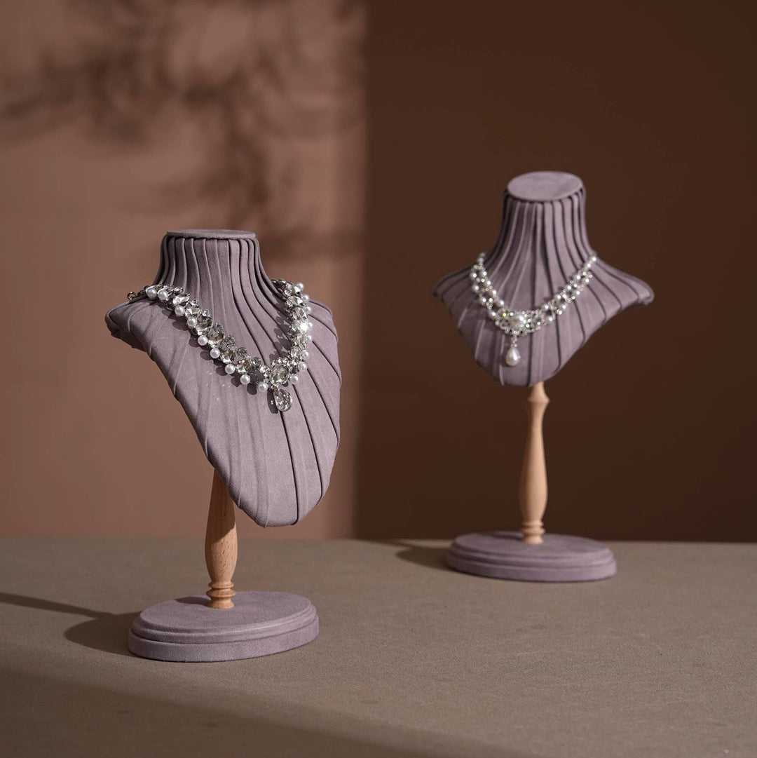 Vegan Suede Necklace Bust Stand | Tall Silhouette Display