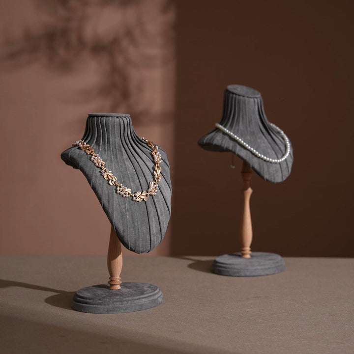 Vegan Suede Necklace Bust Stand | Tall Silhouette Display
