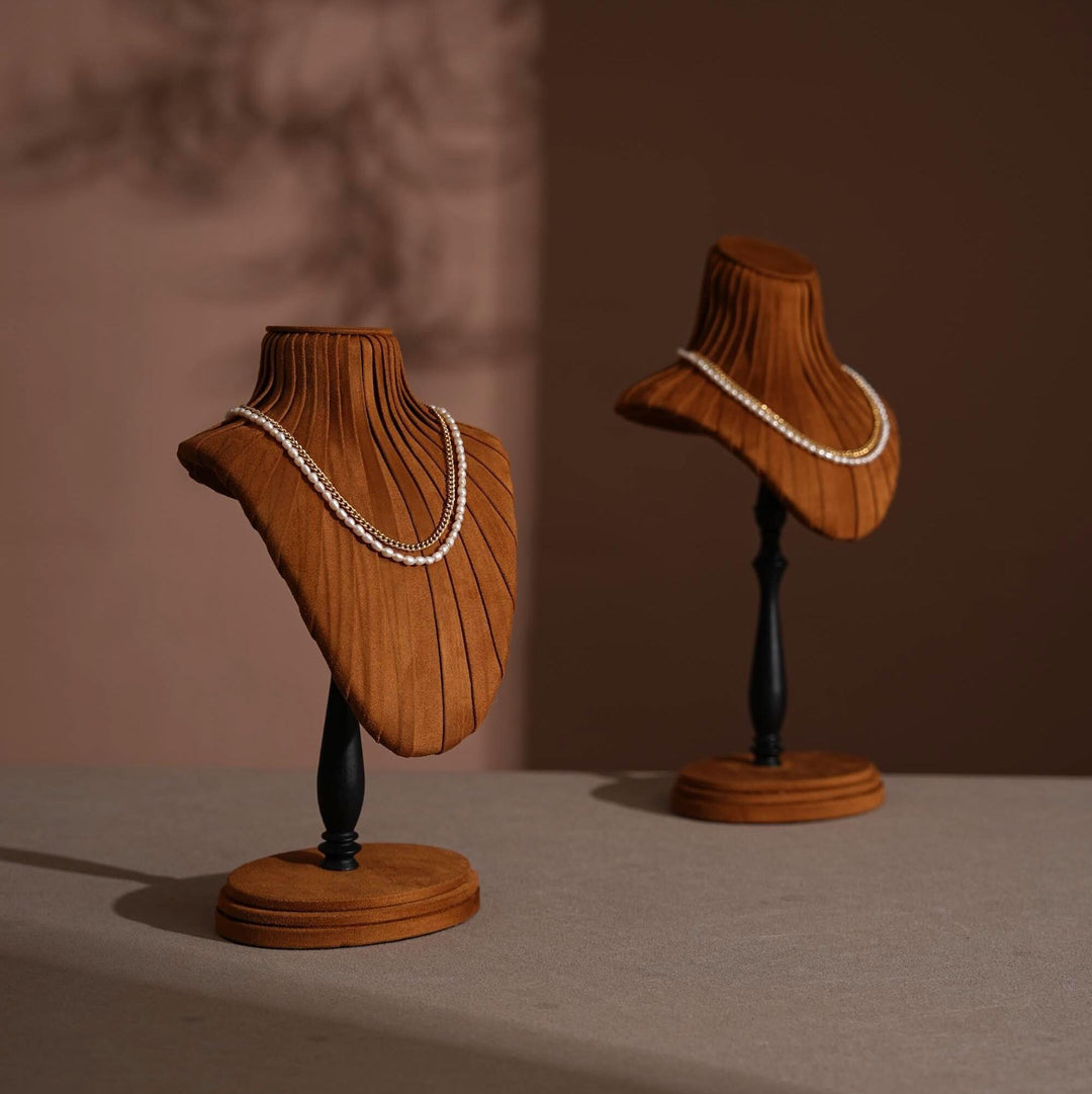 Vegan Suede Necklace Bust Stand | Tall Silhouette Display