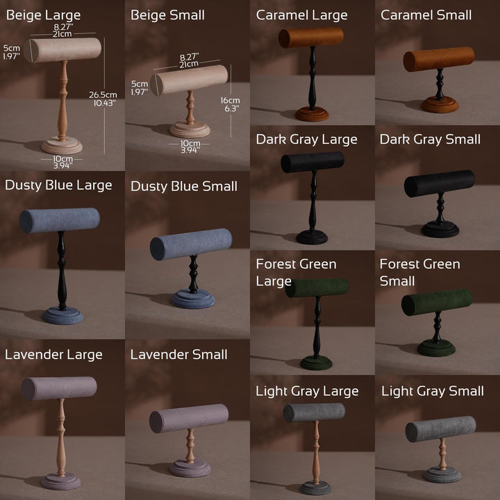 Vegan Suede T-Bar Jewelry Stand | Bracelet &amp; Necklace Display