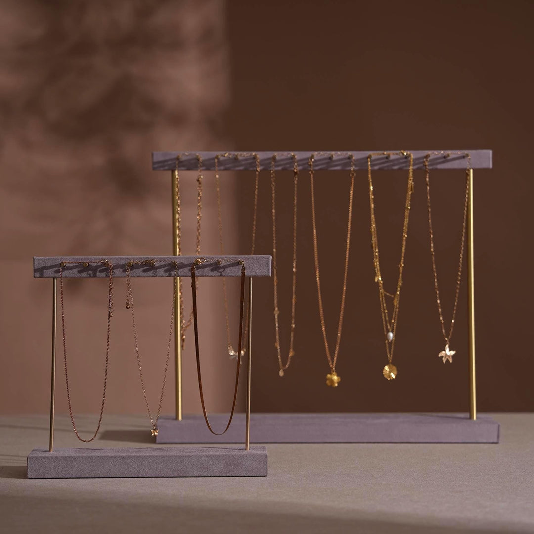 Vegan Suede &amp; Brass Necklace and Earring Stand