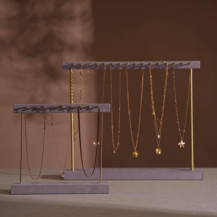 Vegan Suede &amp; Brass Necklace and Earring Stand