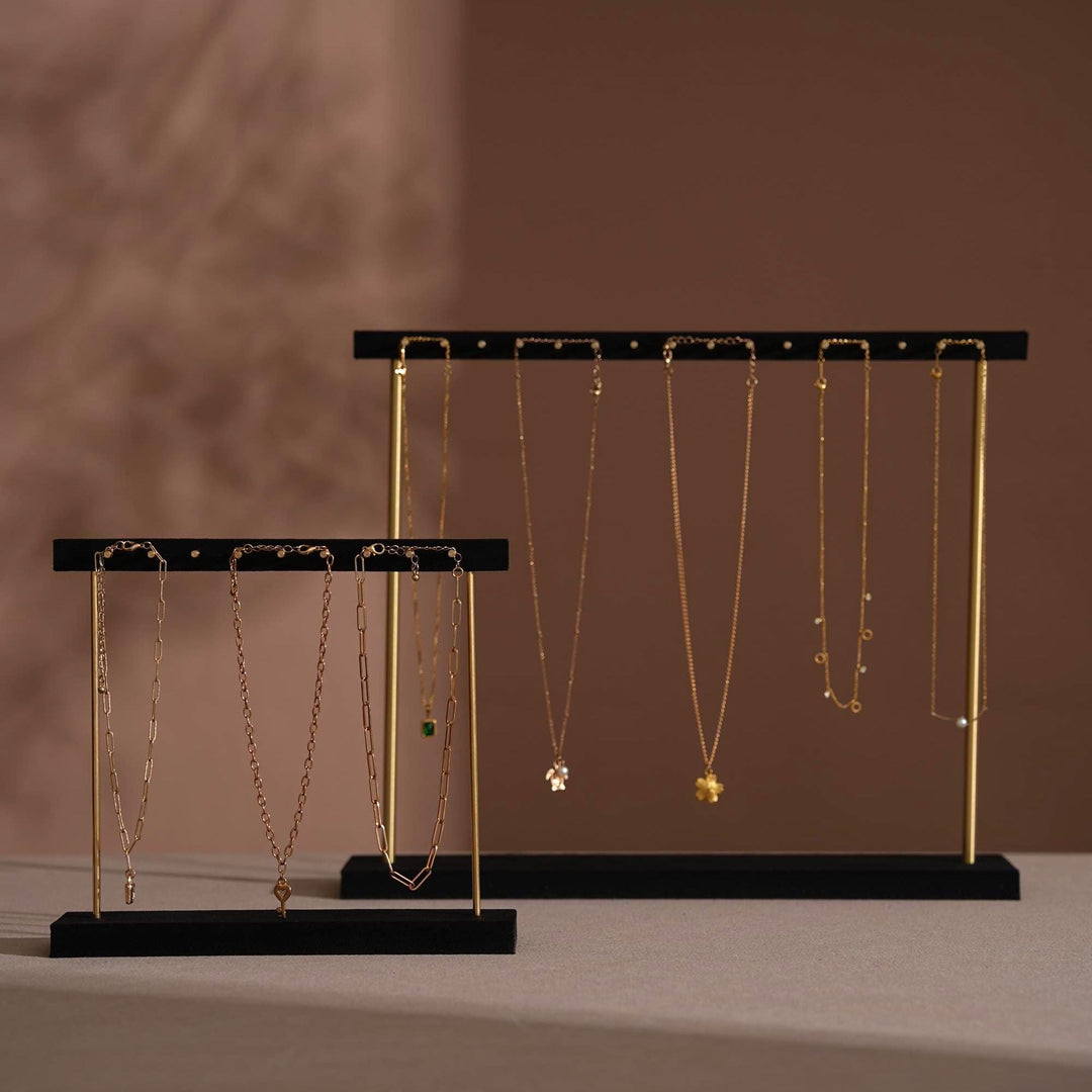 Vegan Suede &amp; Brass Necklace and Earring Stand