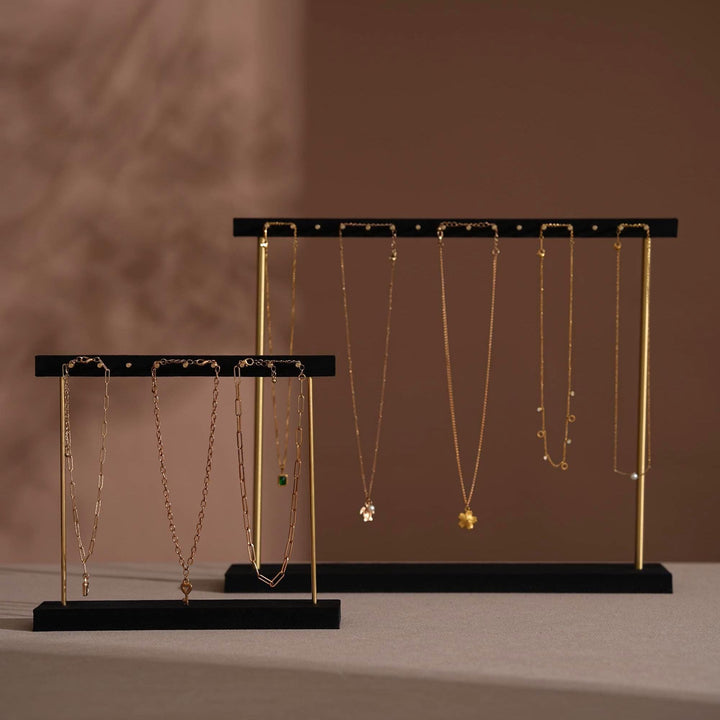Vegan Suede &amp; Brass Necklace and Earring Stand
