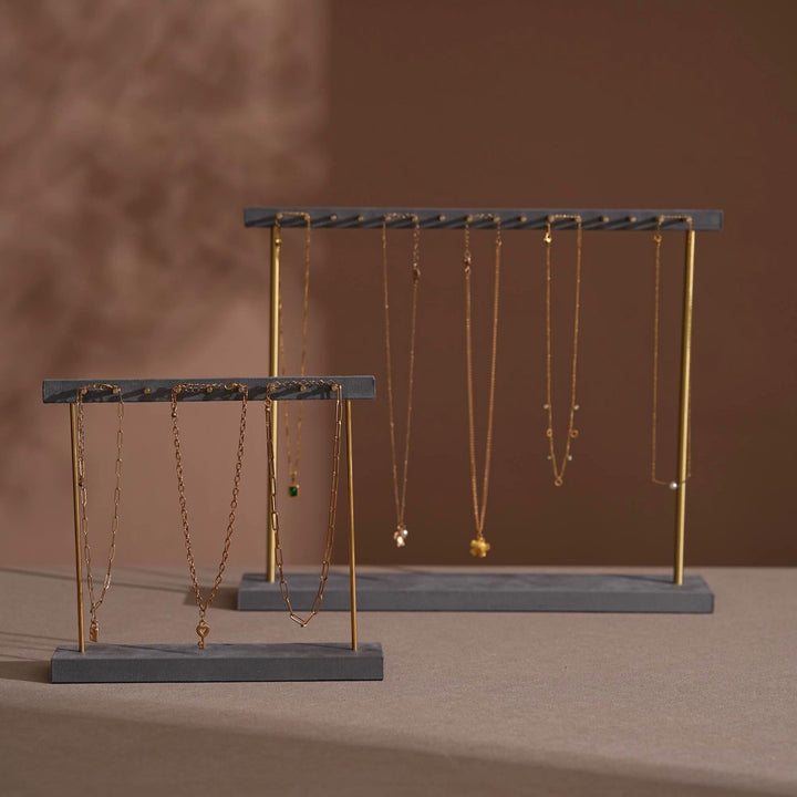 Vegan Suede &amp; Brass Necklace and Earring Stand