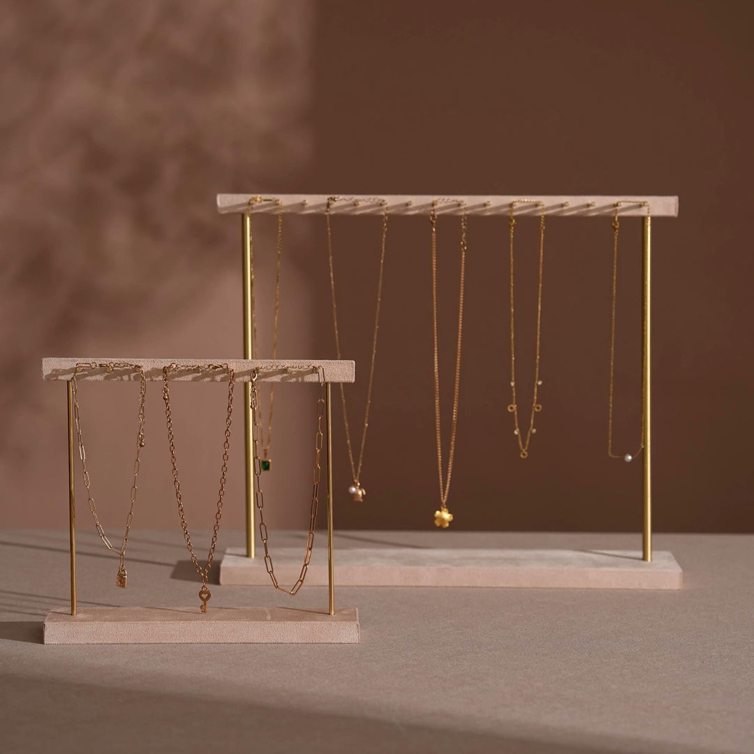 Vegan Suede &amp; Brass Necklace and Earring Stand