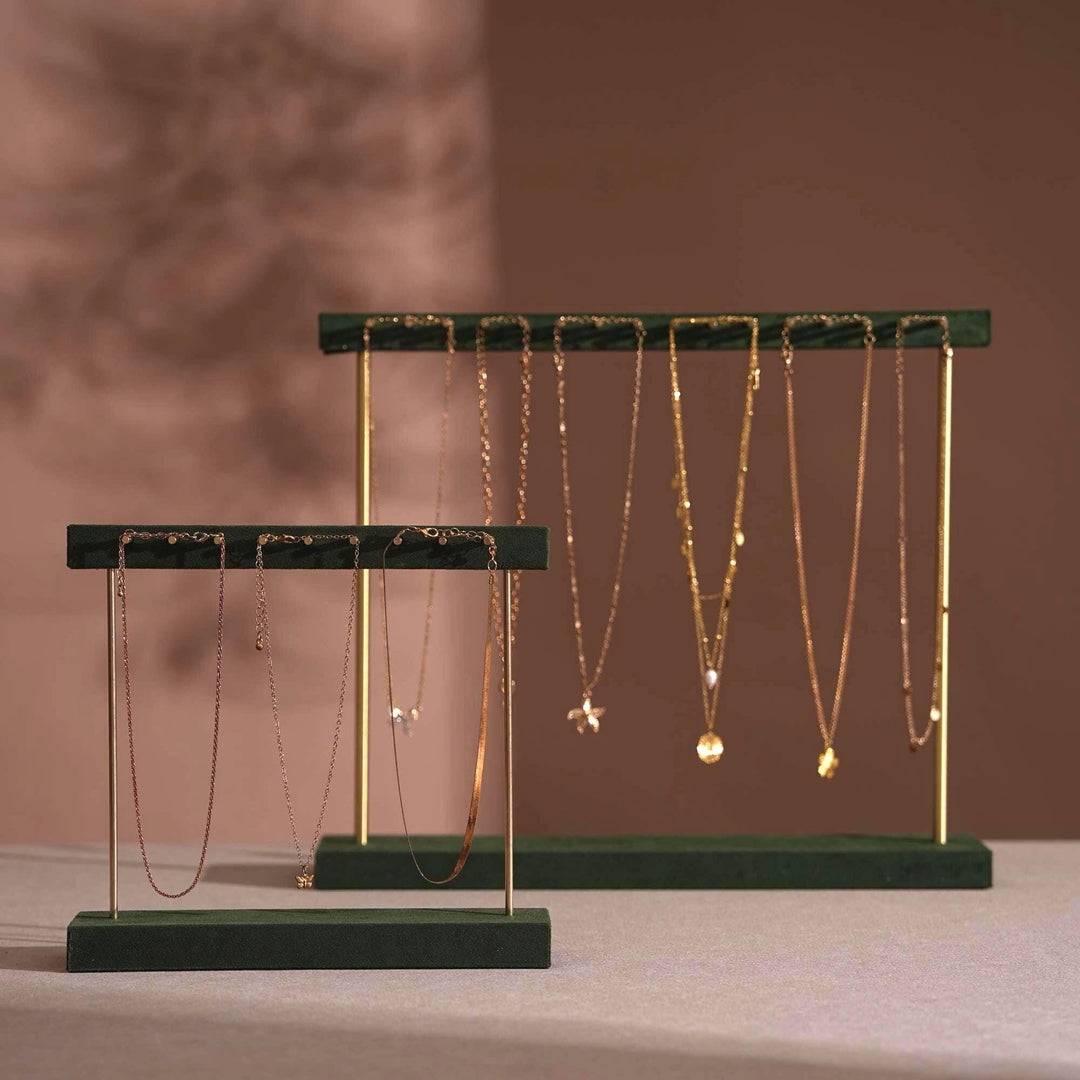 Vegan Suede &amp; Brass Necklace and Earring Stand