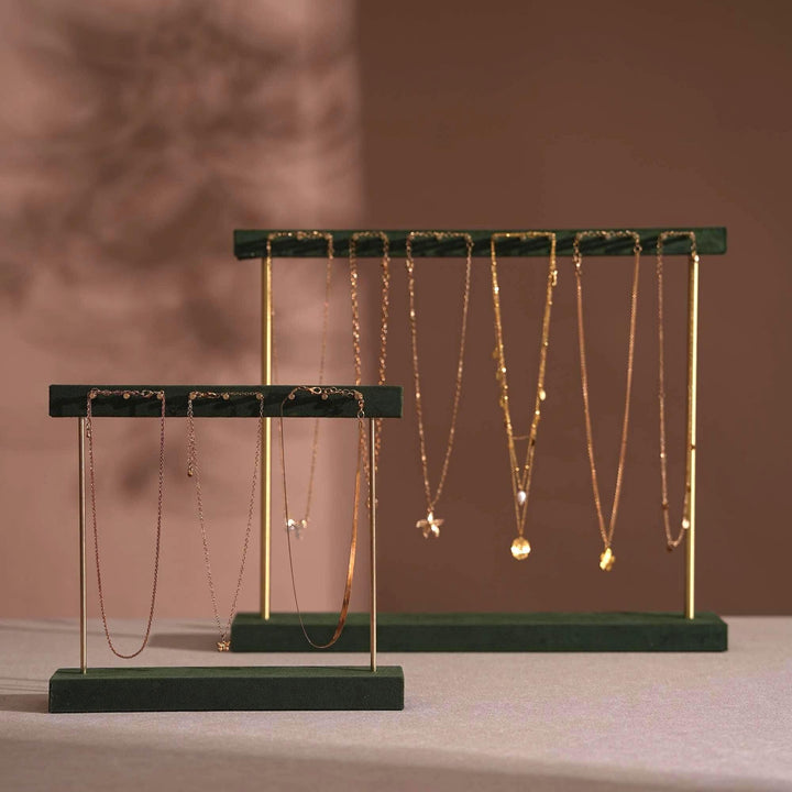 Vegan Suede &amp; Brass Necklace and Earring Stand
