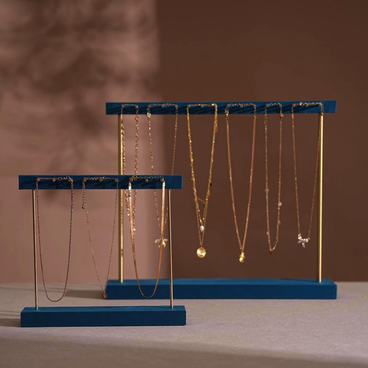 Vegan Suede &amp; Brass Necklace and Earring Stand