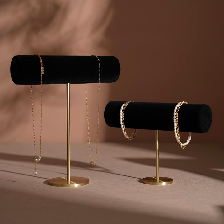 Solid Brass T-Bar Necklace &amp; Bracelet Stand | Vegan Suede, 14 Colors