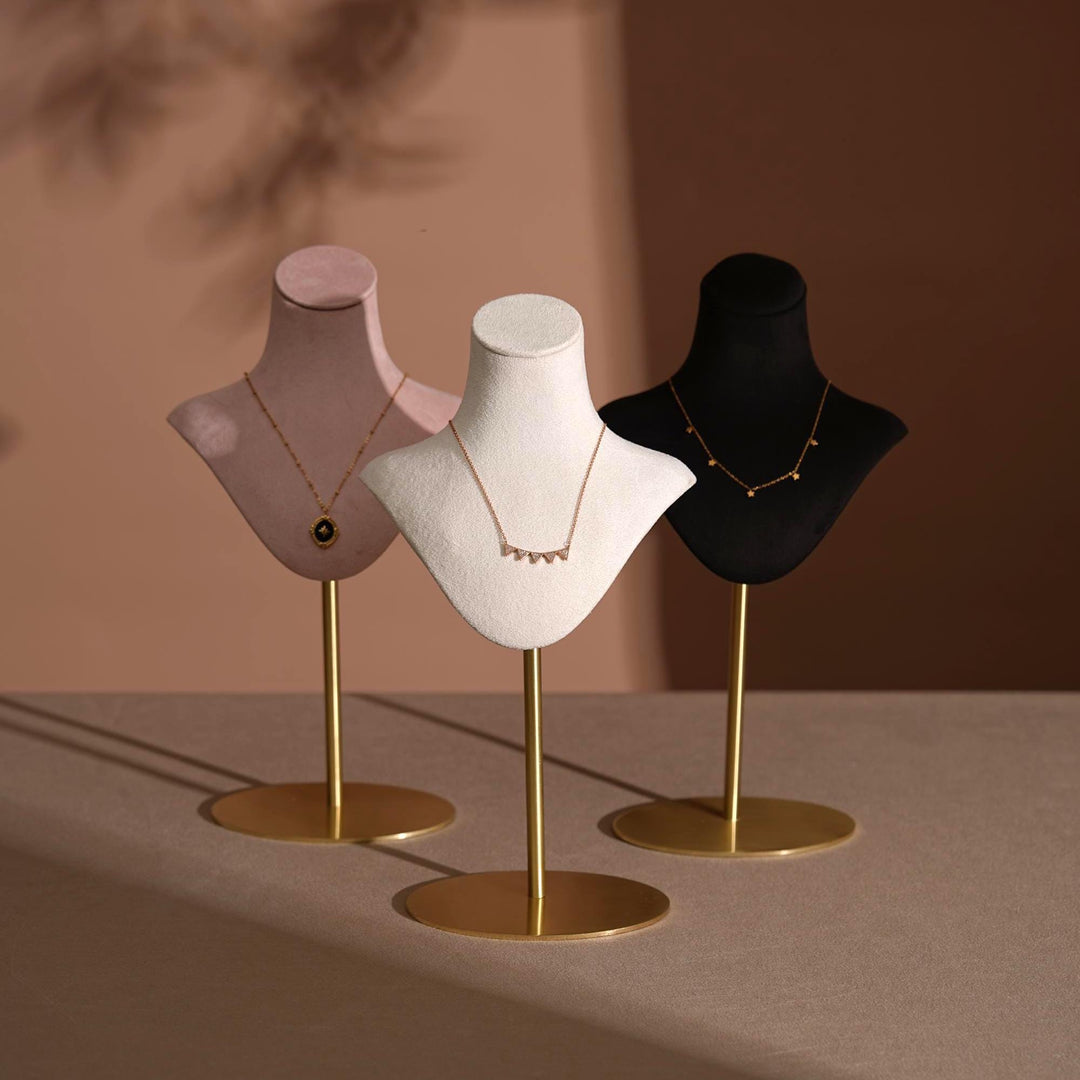 Vegan Suede Necklace Bust | Adjustable Height Display Stand