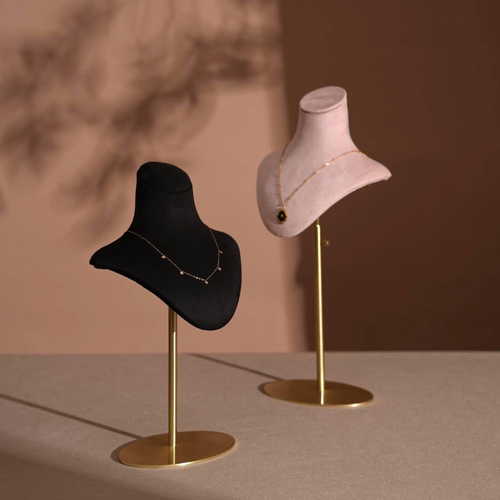 Vegan Suede Necklace Bust | Adjustable Height Display Stand