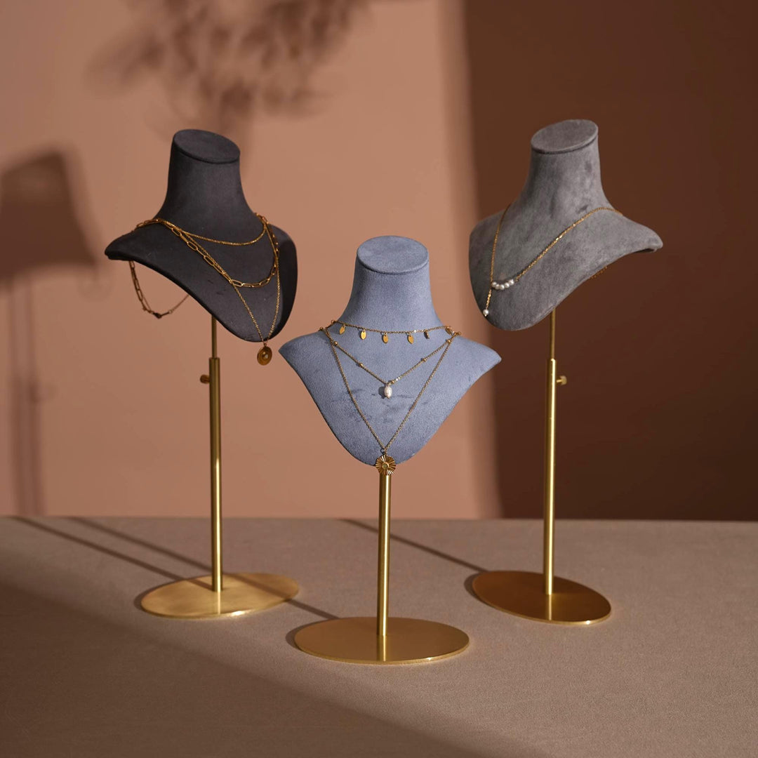 Vegan Suede Necklace Bust | Adjustable Height Display Stand