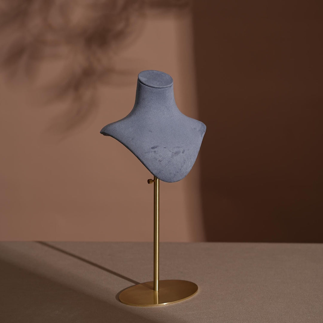 Vegan Suede Necklace Bust | Adjustable Height Display Stand