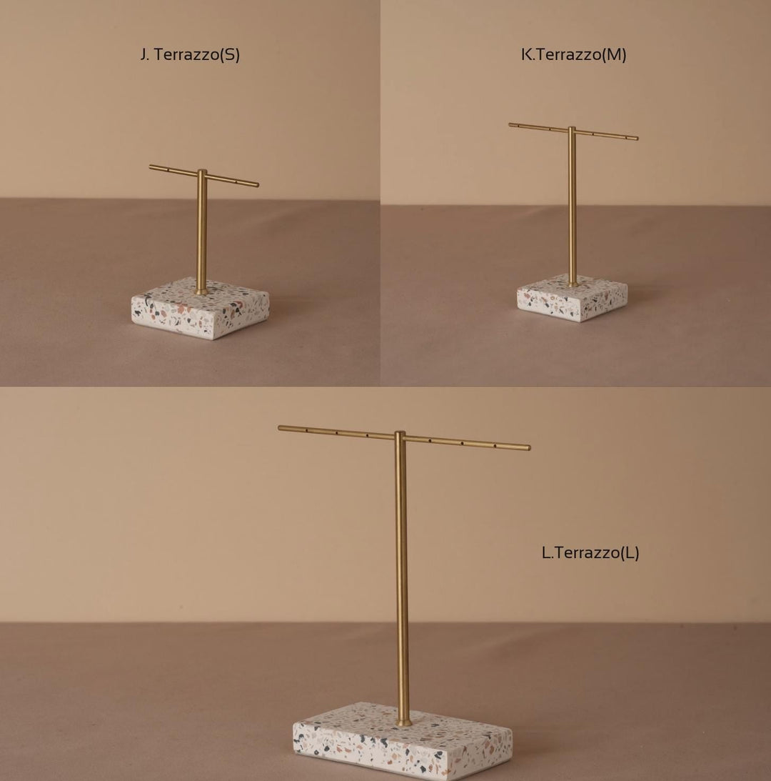 Marble Base Brass Earring Holder – Jewelry Display Stand, Boutique Decor