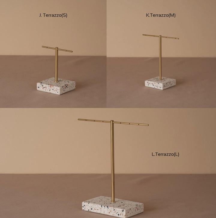 Marble Base Brass Earring Holder – Jewelry Display Stand, Boutique Decor