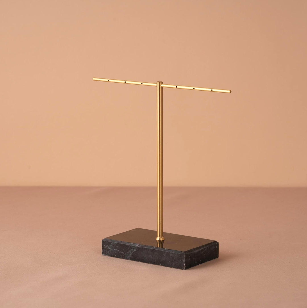 Marble Base Brass Earring Holder – Jewelry Display Stand, Boutique Decor