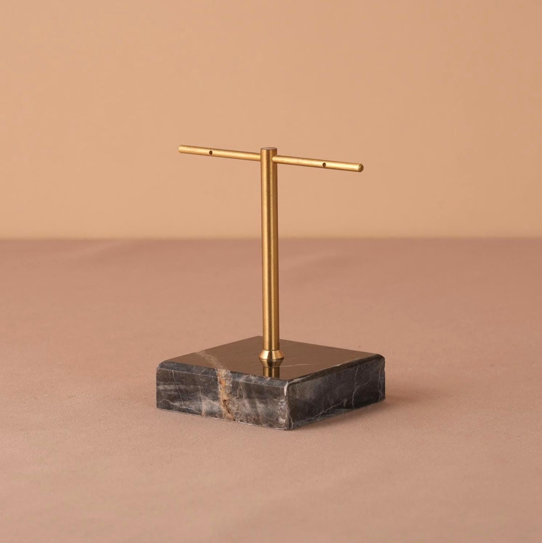 Marble Base Brass Earring Holder – Jewelry Display Stand, Boutique Decor