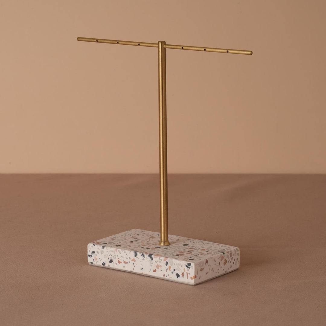 Marble Base Brass Earring Holder – Jewelry Display Stand, Boutique Decor