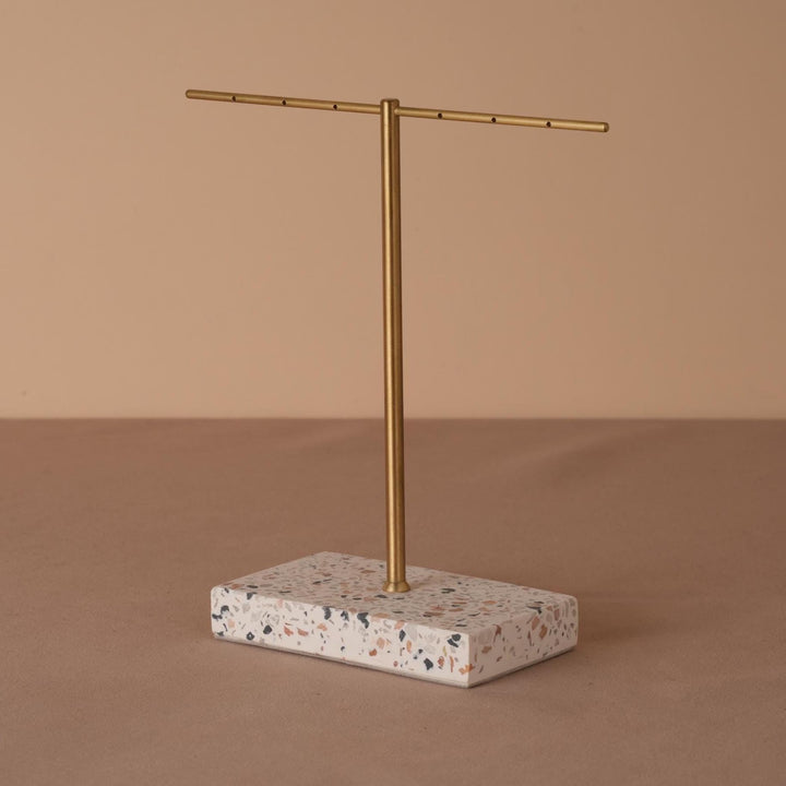 Marble Base Brass Earring Holder – Jewelry Display Stand, Boutique Decor
