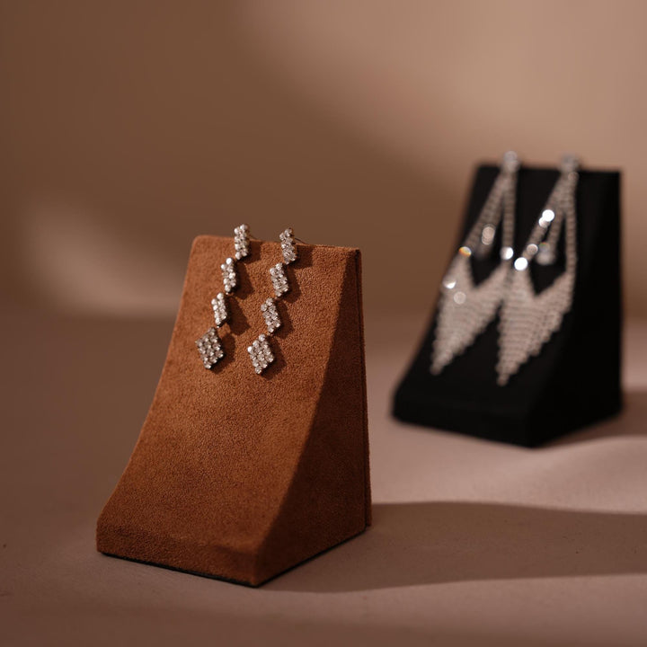 Minimalist Vegan Suede Jewelry Display Stand for Earrings &amp; Necklaces