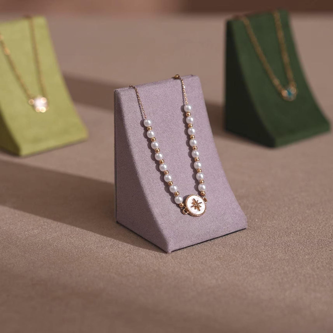 Minimalist Vegan Suede Jewelry Display Stand for Earrings &amp; Necklaces