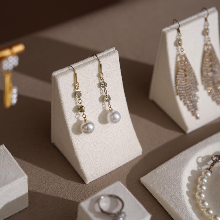 Elegant White Vegan Suede Jewelry Dish &amp; Tray Set | 17-Piece Boutique Display