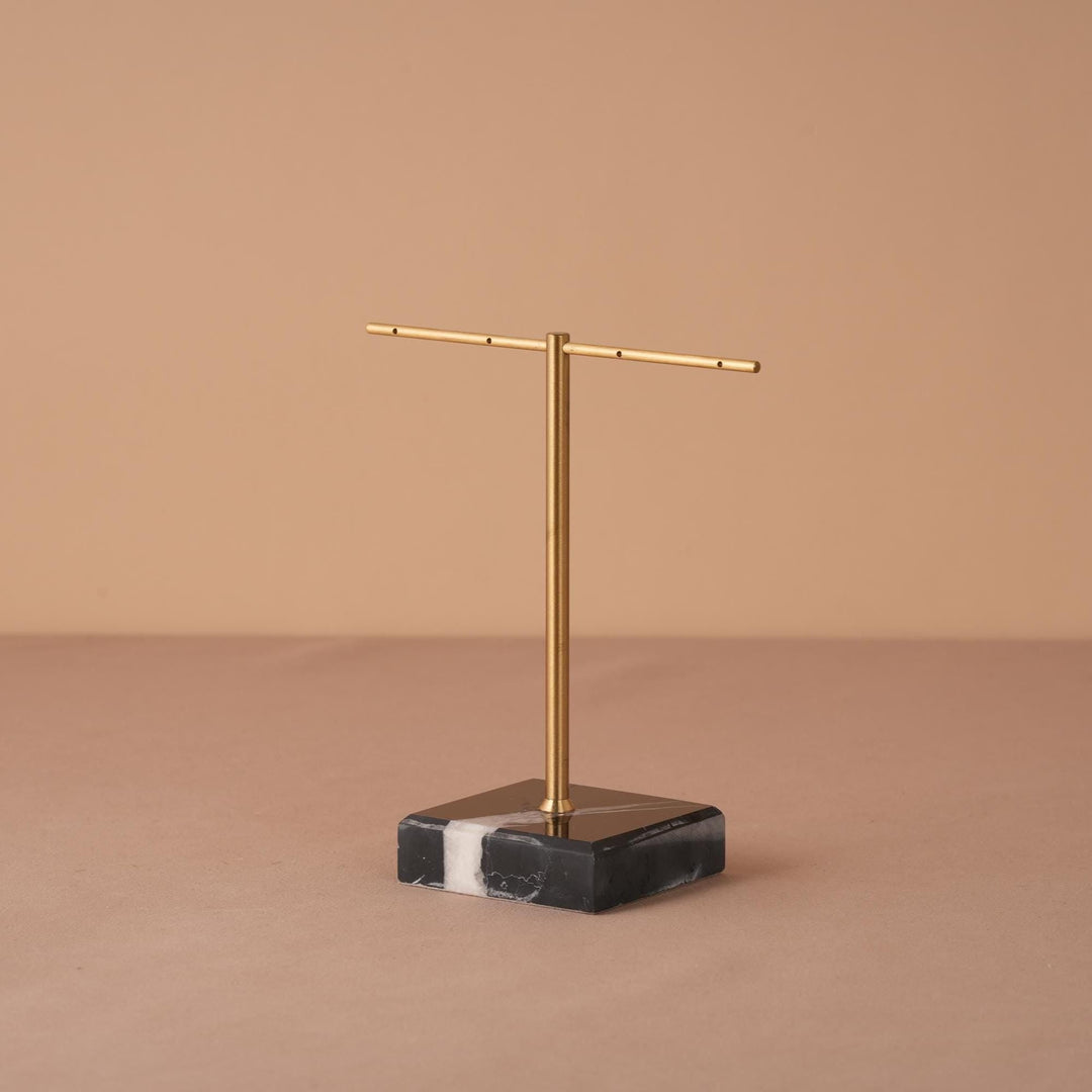 Marble Base Brass Earring Holder – Jewelry Display Stand, Boutique Decor
