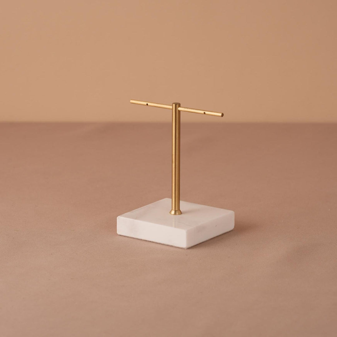Marble Base Brass Earring Holder – Jewelry Display Stand, Boutique Decor