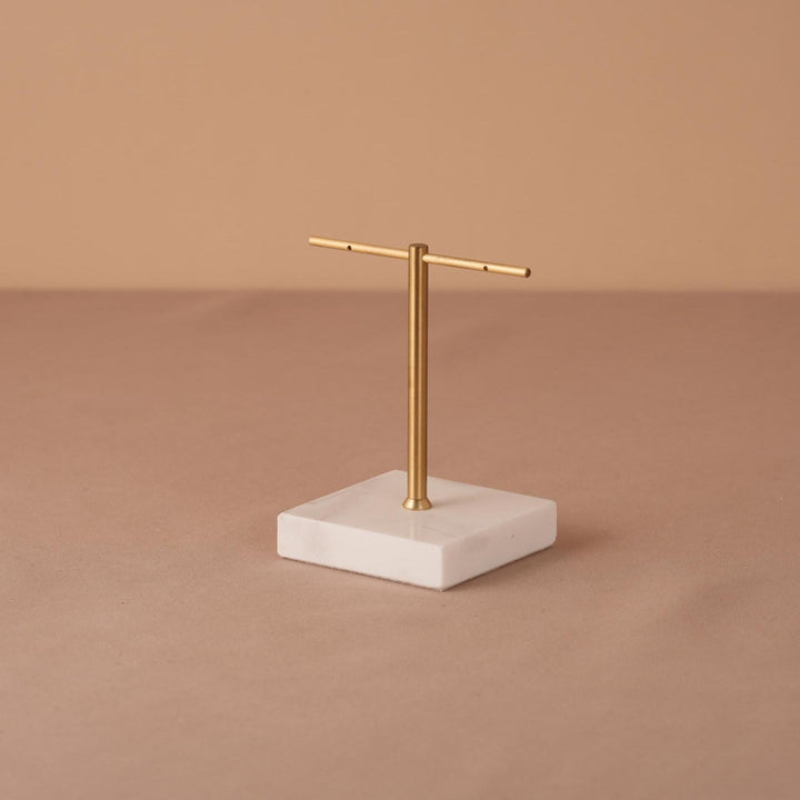 Marble Base Brass Earring Holder – Jewelry Display Stand, Boutique Decor